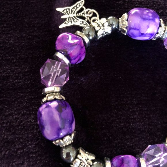 Faux Crystals & Beads Adjustable Charms Bracelet. - Picture 2 of 5